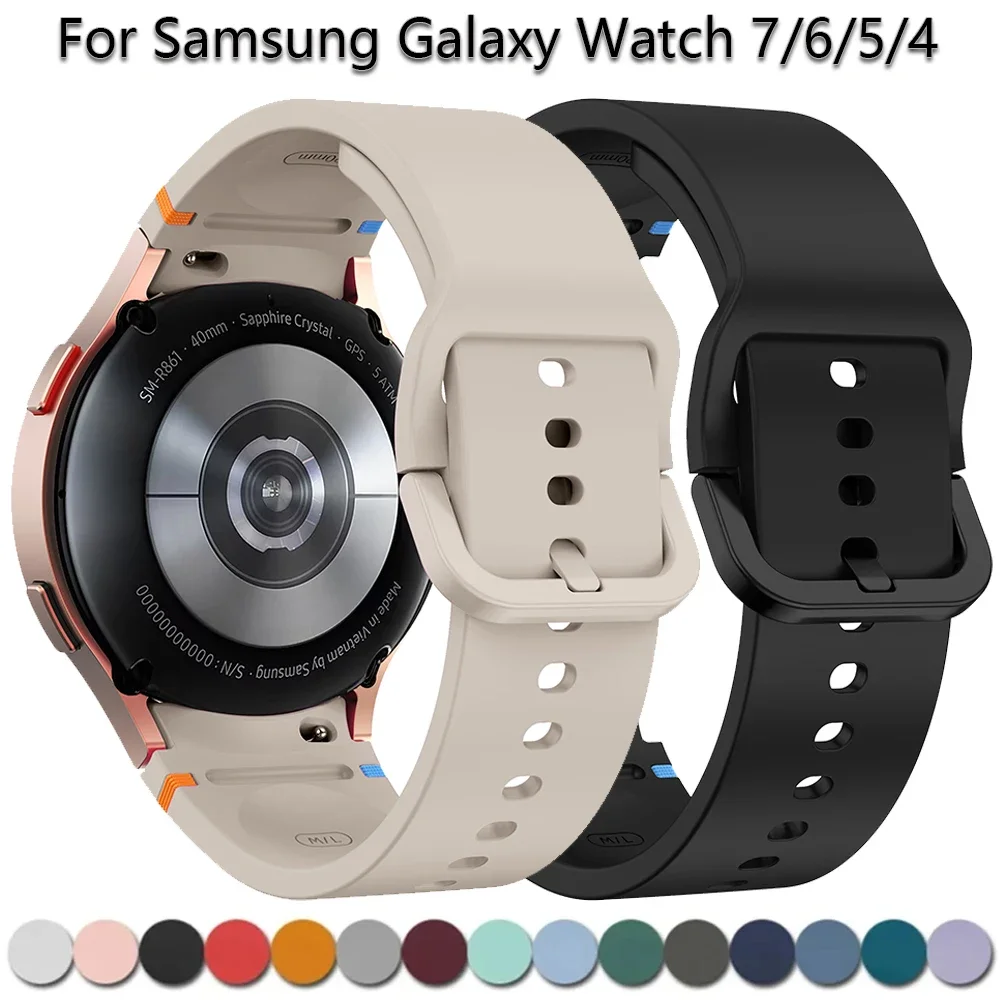 New Original Silicone Band for Samsung Watch 7 6 5 Pro 44mm 40mm 45mm Sports Bracelet for Galaxy Watch 6Classic 43mm 47mm Strap