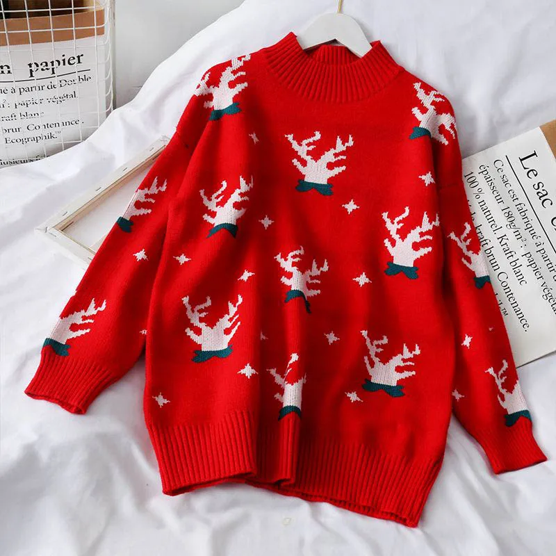 

Autumn Winter Fashion All-match O-neck Long Sleeve Sweaters Women Clothing Casual Loose Christmas Knit Pullovers Sweet Y2K Tops