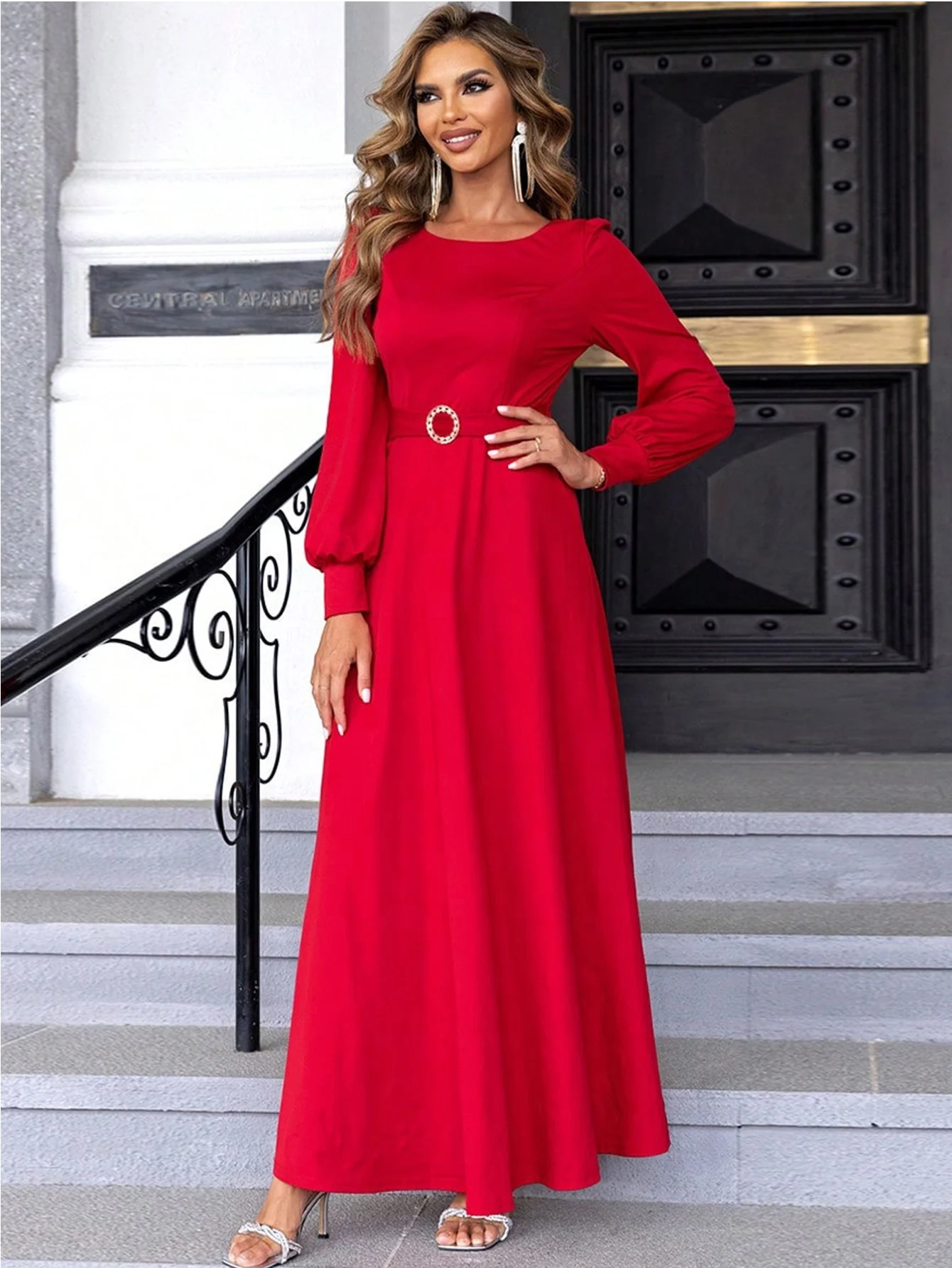 Sexy red satin maxi summer dress women elegant formal prom long sleeve evening dresses woman luxury birthday party dress vestido