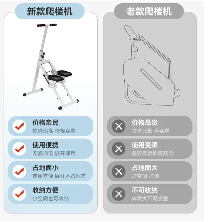Single Bar Armrest Multi-Function Climbing Machine, Home Silent Aerobic Climber, In-Situ Stepper, Sports Fitness Equipment