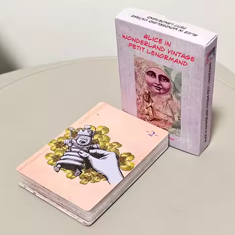 Alice in Wonderland Vintage Petit Lenormand Deck 9*6cm 36 Cards - Victorian Collage Divination Double-embossed Cardstock