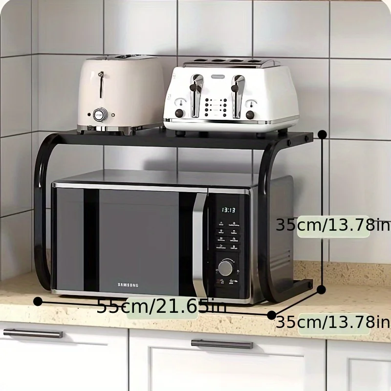 Spacious 2-Tier Metal Microwave Rack, Countertop Storage Shelf for Oven & Baking, No Assembly Needed, Sturdy Kitchen Organizer - view 5