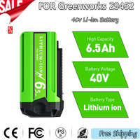 High Capacity For GreenWorks 40V 6500mAh G-MAX Battery, Compatible with 29462 29472 29282 Lawn Mower Power Tools