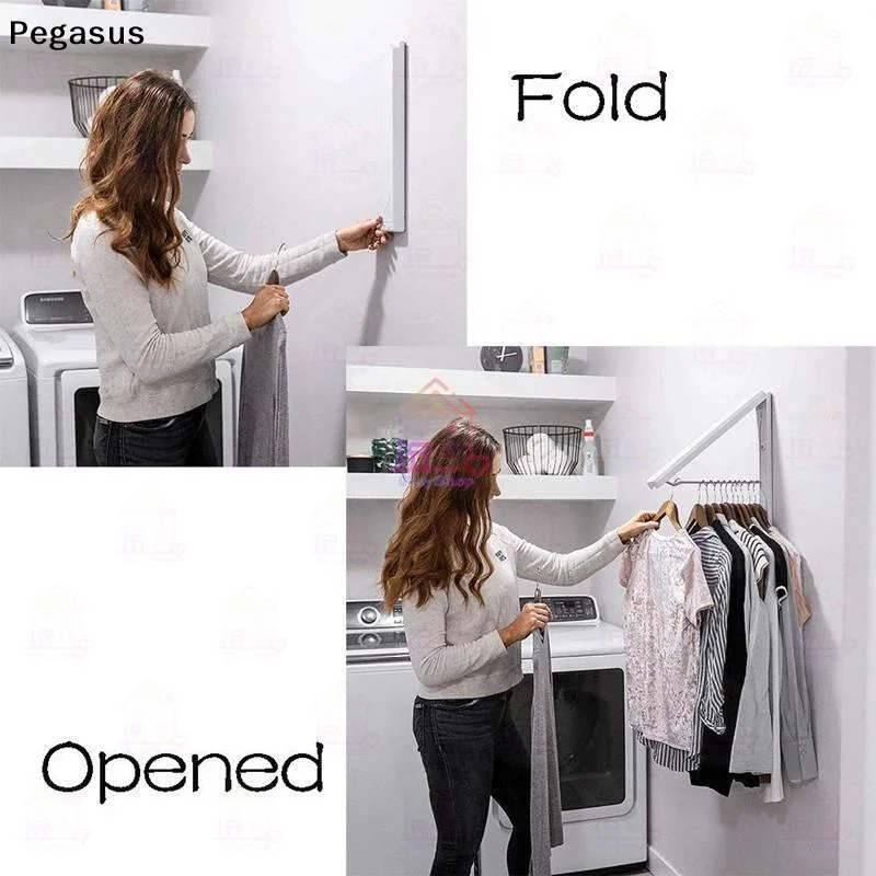 [S]Space Optimizing Instant Folding Clothes Hanger Drying Rack with Wall Mounted Single Rail Design