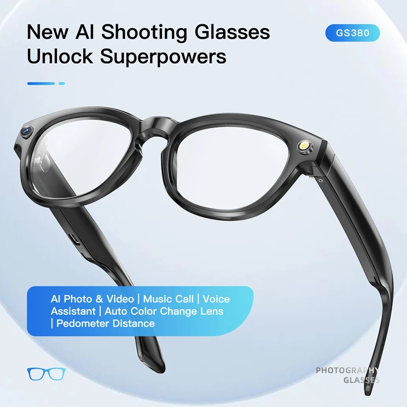 

New 4k Hd Ai Smart Glasses Camera Wearable Mini Camera Bluetooth Call Voice Assistant Control Smart Sports Camera Glasses
