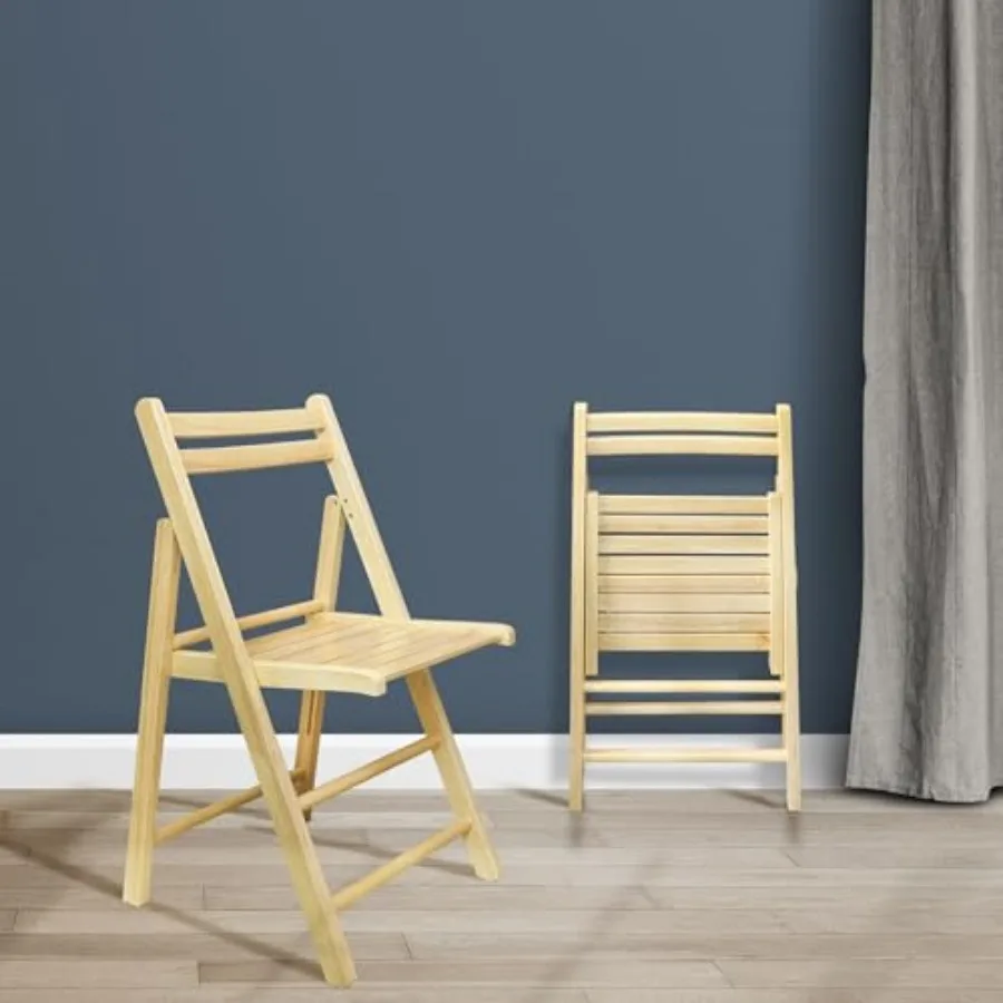 

Wooden Folding Chairs 2-Pcs Set