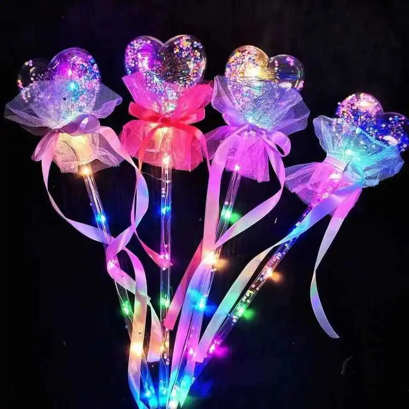 Luminous Popo Ball Children'S Starry Sky Ball Fairy Stick Night Market Pushing Magic Stick Sparkling Fluorescent Stick Princess