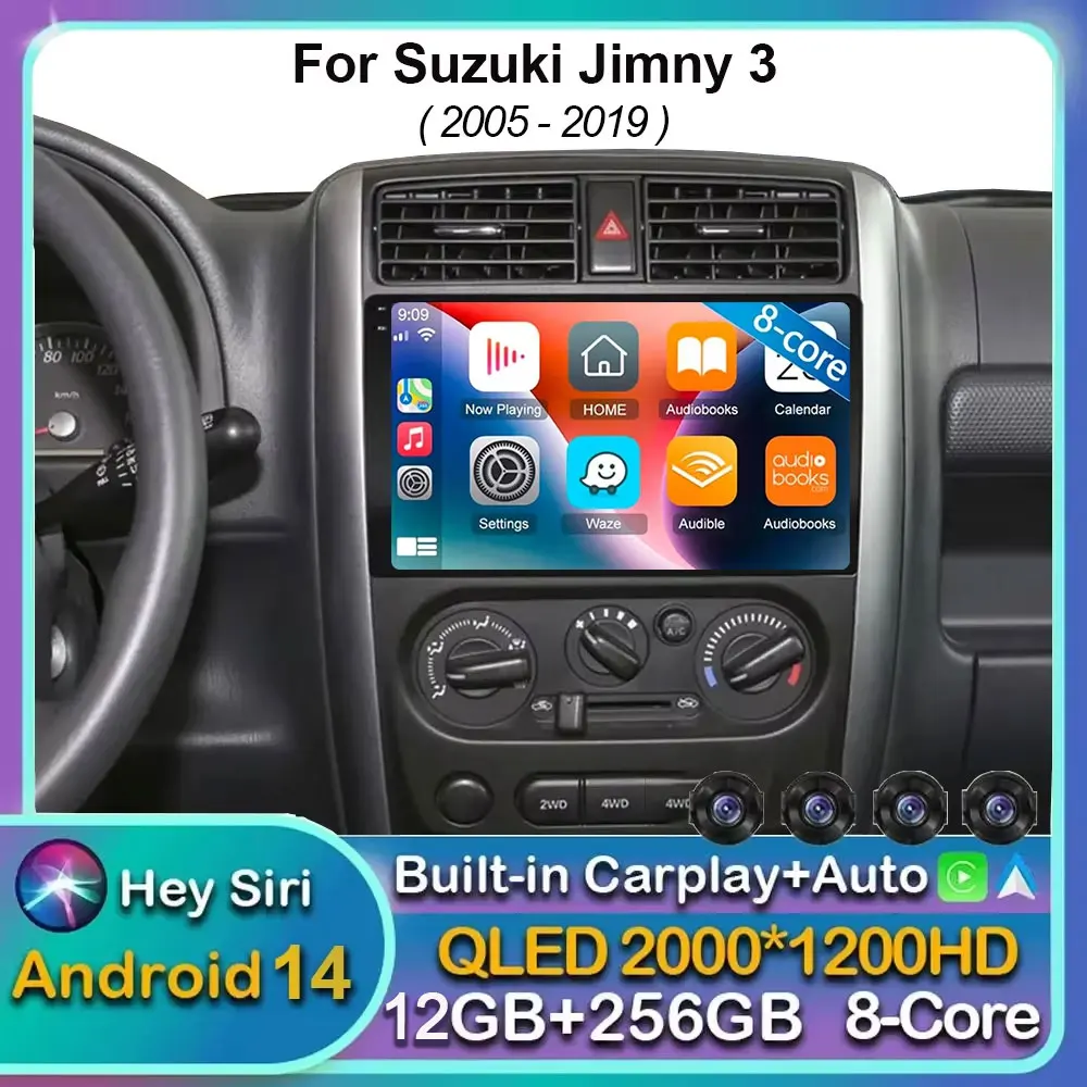Android 16 Carplay Auto Car Radio For Suzuki Jimny 3 2005-2016 2017 2018 2019 Multimedia Player GPS Stereo DSP WiFi+4G Head Unit