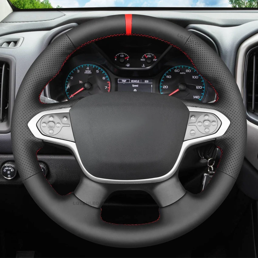 Black Faux Leather Car Steering Wheel Cover for Chevrolet (Chevy) Colorado 2015-2024 Traverse 2018-2024 GMC Canyon 2018