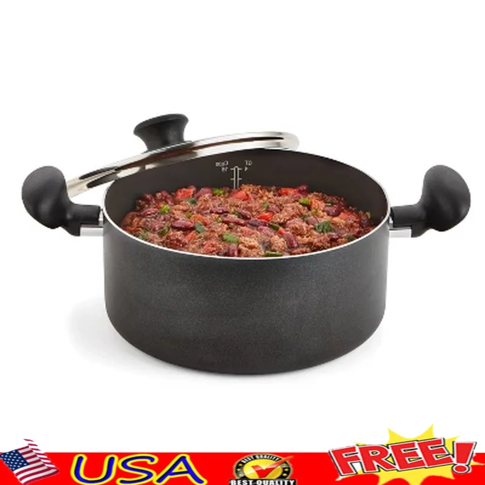 

5qt Dutch Oven with Lid Nonstick Cookware Even Heat Base Glass Lid Comfortable Handle Versatile Kitchen Cooking Pot