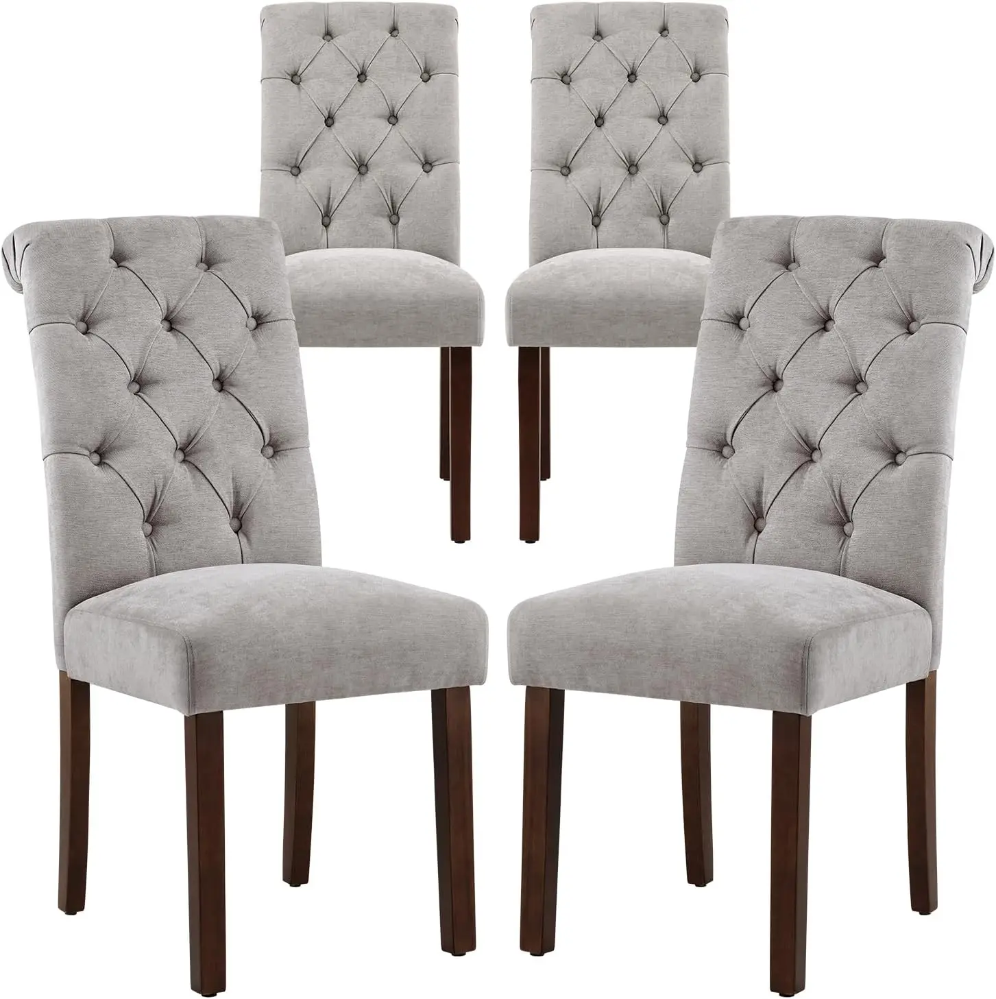 

COLAMY Button Tufted Dining Chairs Set of 4, Parsons Upholstered Fabric Dining Room Chairs Kitchen Chairs with Wood Legs and Pad