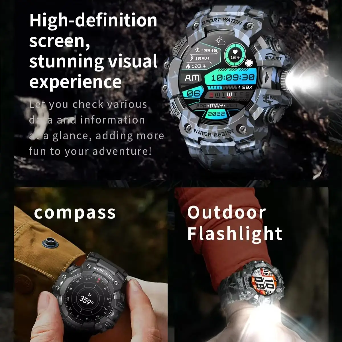 Для Oukitel WP60 WP58 Pro WP56 WP53 WP55 Ultra WP300 WP210 Спортивные умные часы Bluetooth Smartwatch с фонариком SOS COMPASS