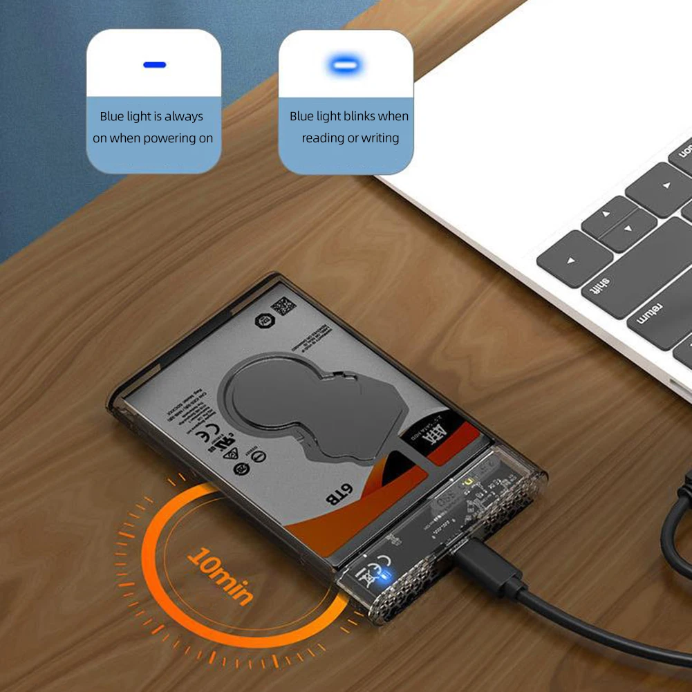 USB 3.0 to SATA III Hard Disk Case 2.5inch SATA HDD SSD Shell External Enclosure Hard Drive Disk Box Transparent Mobile Housing