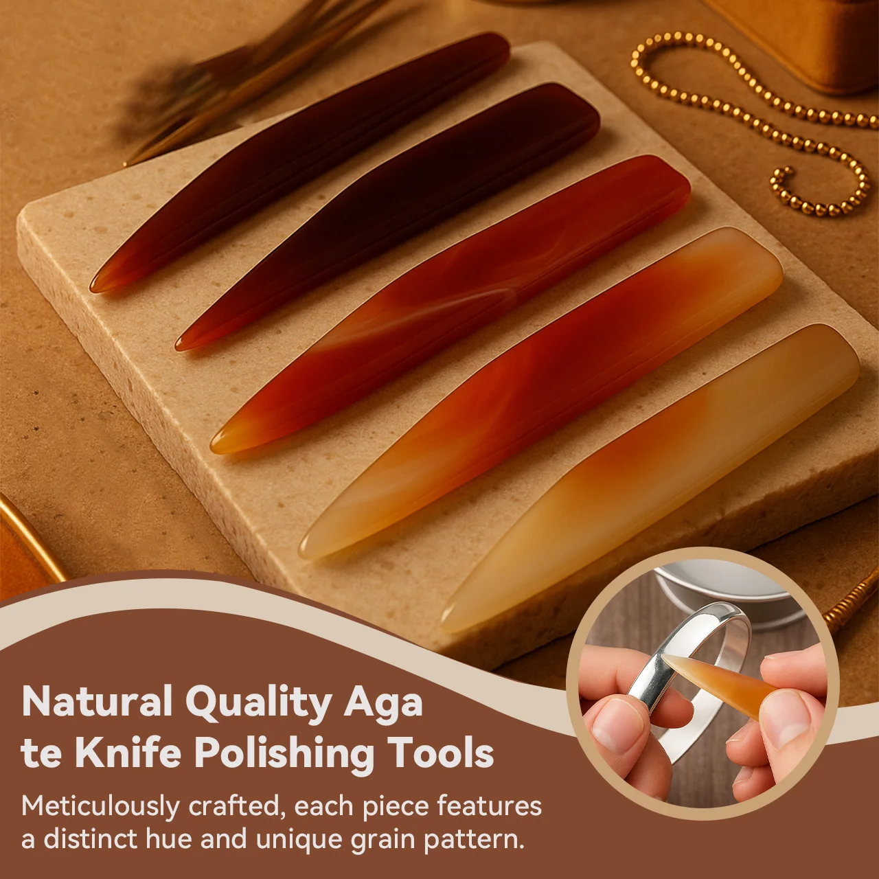 Toptos Agaat polijstgereedschap voor het polijsten van sieraden en afwerken van wasmodellen, handgereedschap voor het gladmaken van metalen oppervlakken voor juweliers