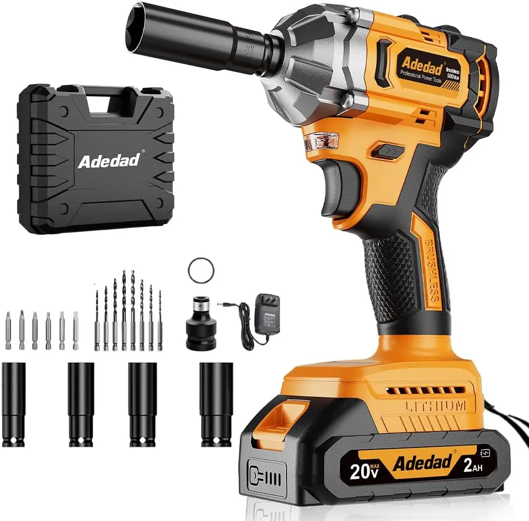 

3-in-1 Cordless Impact Wrench 500N.m with Drill Bits, Screwdriver Bits, Sockets for Car Tires and DIY