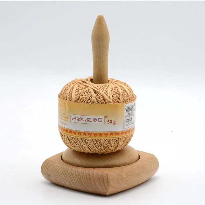 Wood Yarn Holder with Twirling Mechanism Spinning Yarn & Thread Holder Knitting Crochet Accessory