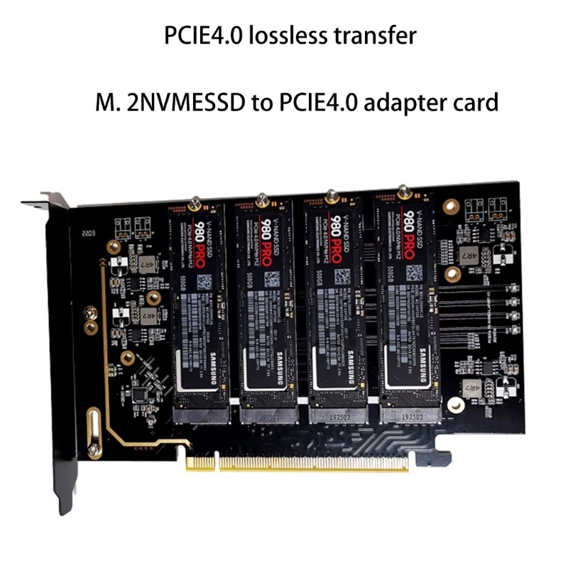 1PCS PCIe X16 to .2 NVME Card 4 Port Controller Expansion Card PCIe Adapter Card