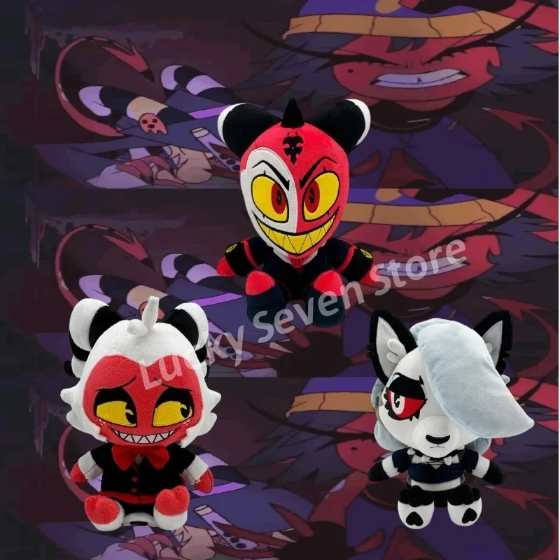 

New Anime Helluva Boss Plush Doll Toy Cartoon Cute Blitzo Loona Moxxie Sitting Posture Peripheral Bedroom Ornament For Kid Gift