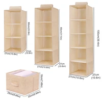 Cotton Linen Hanging Storage Bag Drawer Style Wardrobe Organizer Box Clothes Organizer Holder Collapsible Hanging Storage Shelve - Image 4