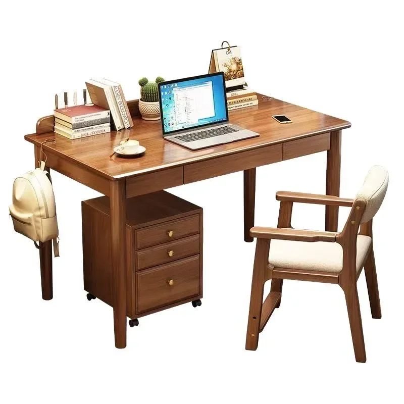

Solid wood study with storage bookcase desk simple desktop computer bedroom student study writing desk