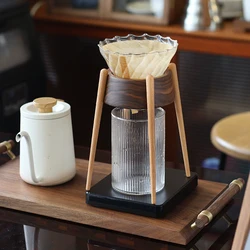 Solid Wood Hand Brewed Coffee Filter Cup Holder Walnut Coffee Drip Filter Rack V60 Hand Brewed Coffee Appliance