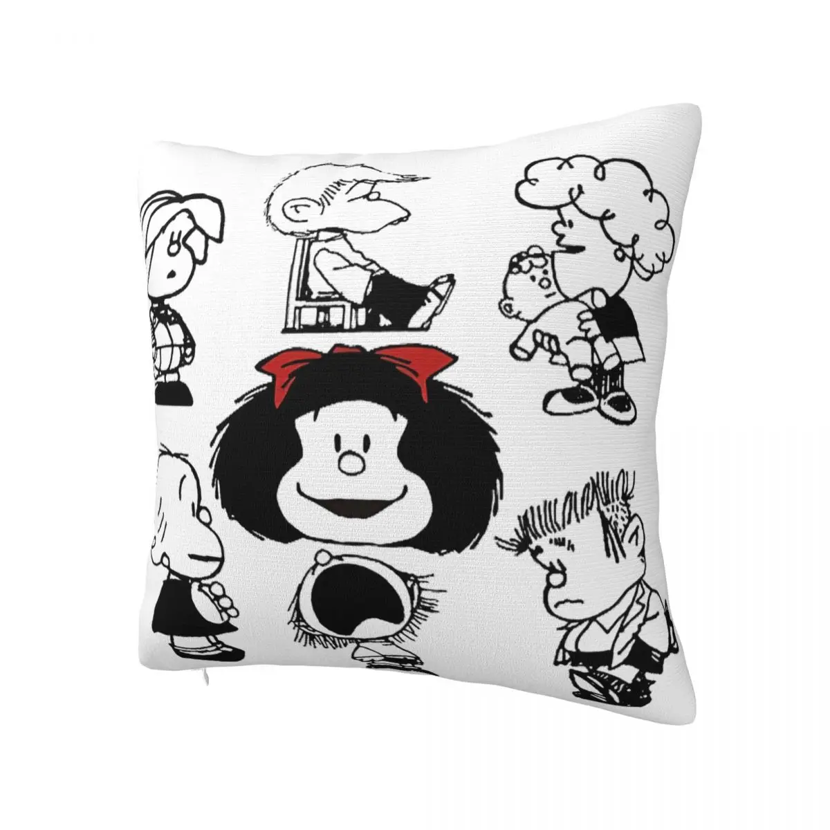 Cartoon Mafalda Characters Pillowcase Printing Fabric Cushion Cover Decor Quino Comics Throw Pillow Case Cover Sofa Zipper 40*40