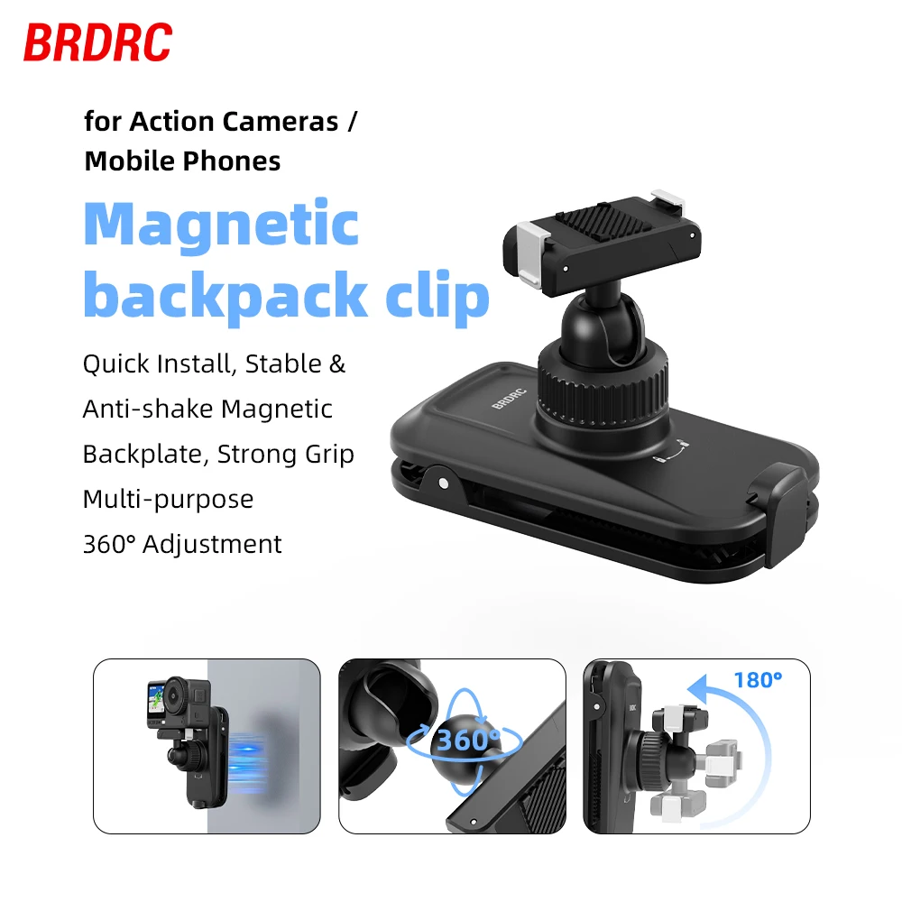 Flymile Magnetischer Rucksack-Clip Schnellverschluss-Klemmplatte für DJI Action 6 Action 5 Pro/Insta360 X6 X5 Ace Pro/Gopro Zubehör – Detail 1