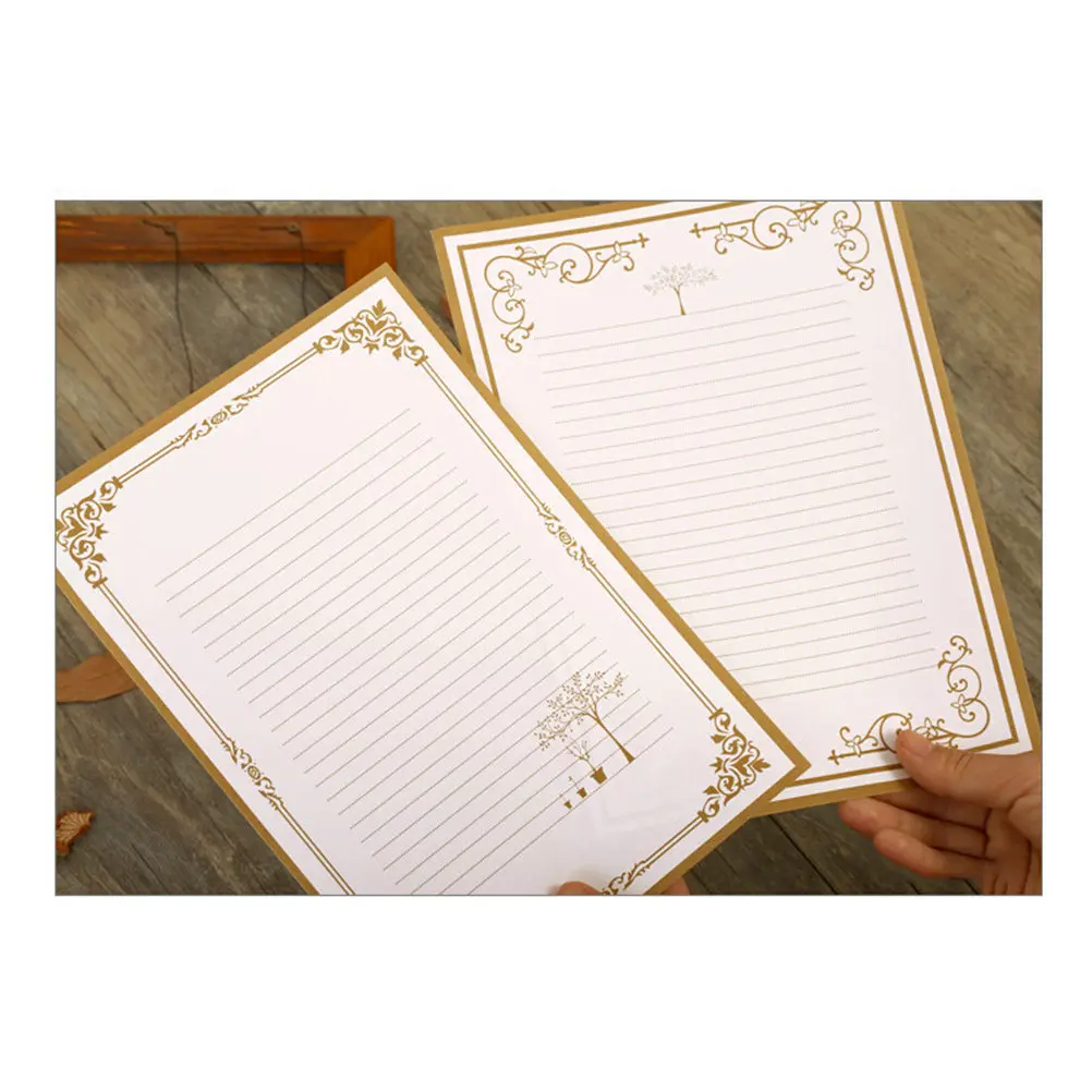 

8Pcs Retro Letter Paper Set Kraft Stationery with 2 Floral Patterns 4 Per Design Smooth for Writing Notes Journals