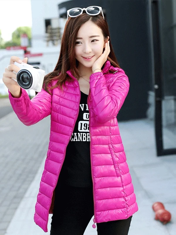 

Fall Winter Lightweight down Jaet Long Slimming Large Size Faionable Cotton Coat Warm Outerwear Commute Korean Sle