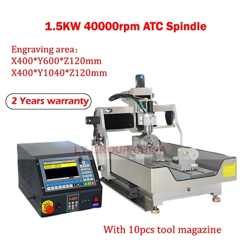 

3 Axis CNC 6040 Router 1500W ATC Spindle Milling Engraving Carving Machine Linear Guide with 10pcs Tool Magazine