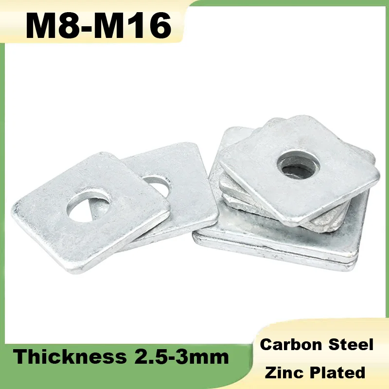 1/2/5/10Pcs Square Washers M8 M10 M12 M14 M16 Zinc Plated Galvanized Flat Washers Anti-loosening Plate Fastener for Industrial