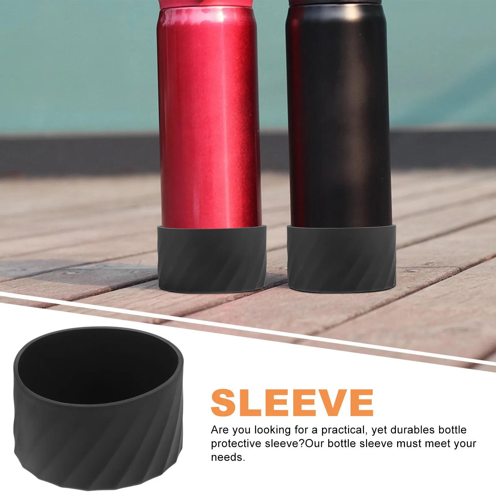 

2Pcs Nonslip Silicone Water Bottle Boot Heat-Insulated Bottom Sleeve Protective Holder Outdoor Use Bottle Boot