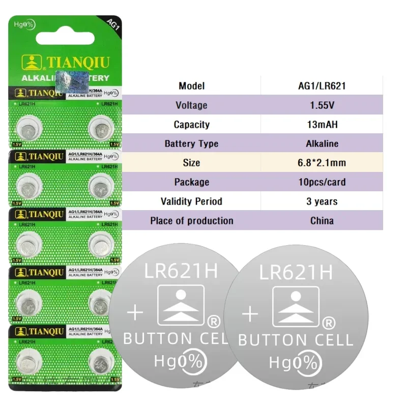

6-160PCS AG1 LR621 364 V364 164 SR621 SR621SW SR60 CX60 1.55V Alkaline Battery For Watch Car Key Remote Toy Button Coin Cell