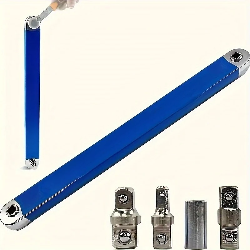 

For Tight Spaces Impact Resistant Extension Wrench Set, Multi-Purpose Ratchet Wrench w/ 12, 14, 38mm Square Drive Adapters