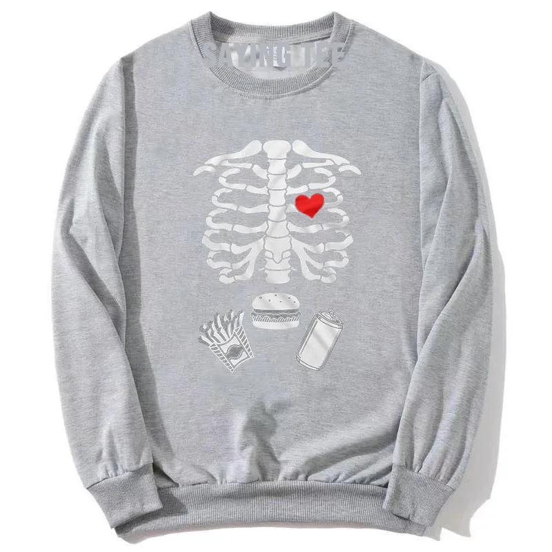 Mutterschaft Halloween Skelett T-Shirts Paar Röntgen Baby Schwangerschaft Pullower Pullover Herren Burger Essen Schwangerschaft Ankündigung Top – Detail 4