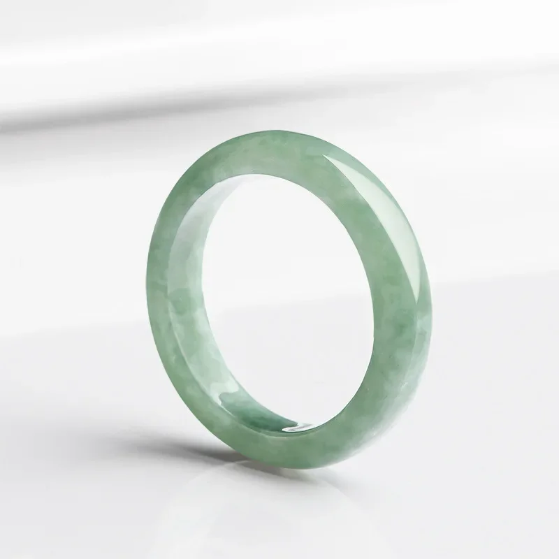 Natural Jadeite A Cargo Bean Seed Stylish and Innovative Male and Female Couple Pair Ring Jade Ring Jewelry Gift