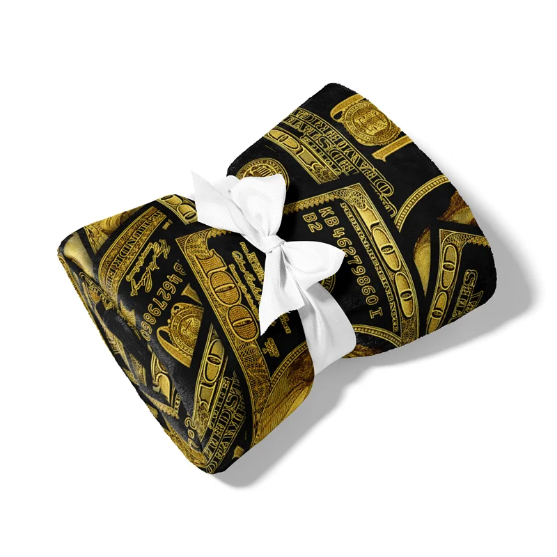 Aertemisi Black Gold 100 Dollar Bills Seamless Background Pattern Pet Blanket for Small Medium Large Dog Cat Puppy Kitten Couch