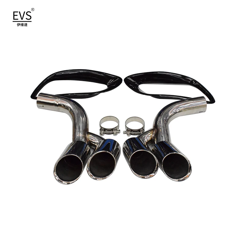 Rectangle Muffler Tip and Four Outlet Round Exhaust Tail Pipe For BMW X6 2008-2013 35i Round Upgrade BMW E71 50i M50D