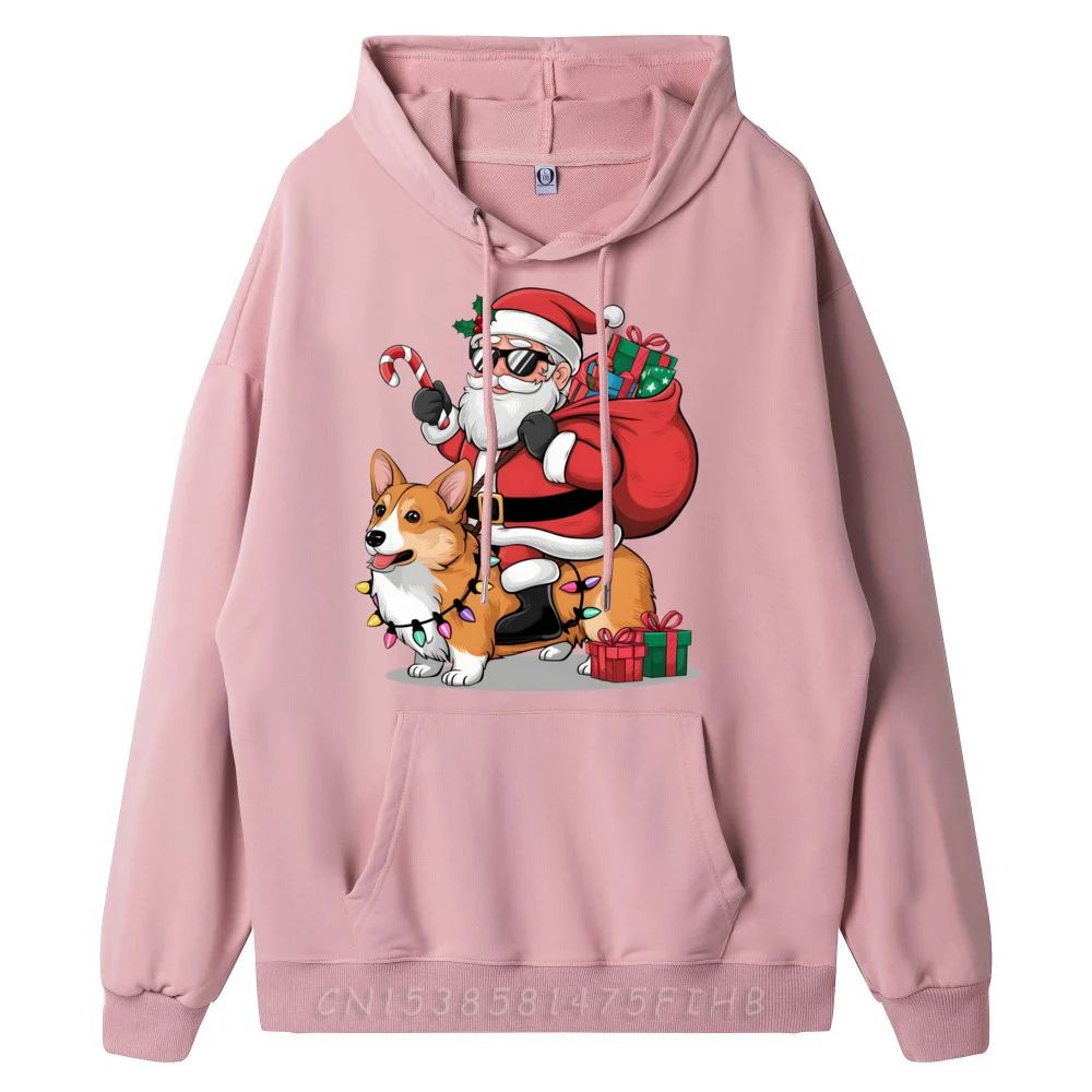 Weihnachtsbeleuchtung Santa Riding Corgi Dog Christmas Camisas Basicas Hombre Limited Time Special Halloween Hoodies für Männer Casual