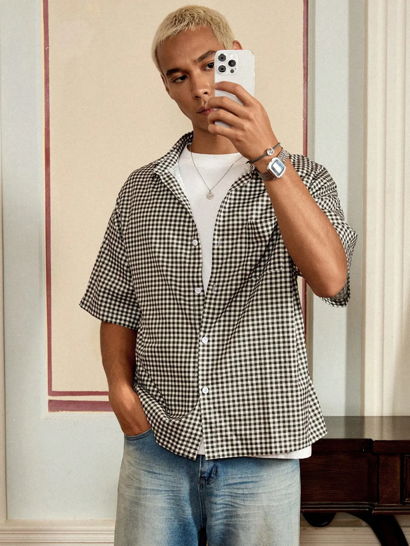 

Men's Casual Plaid Short Sleeve Shirt Summer