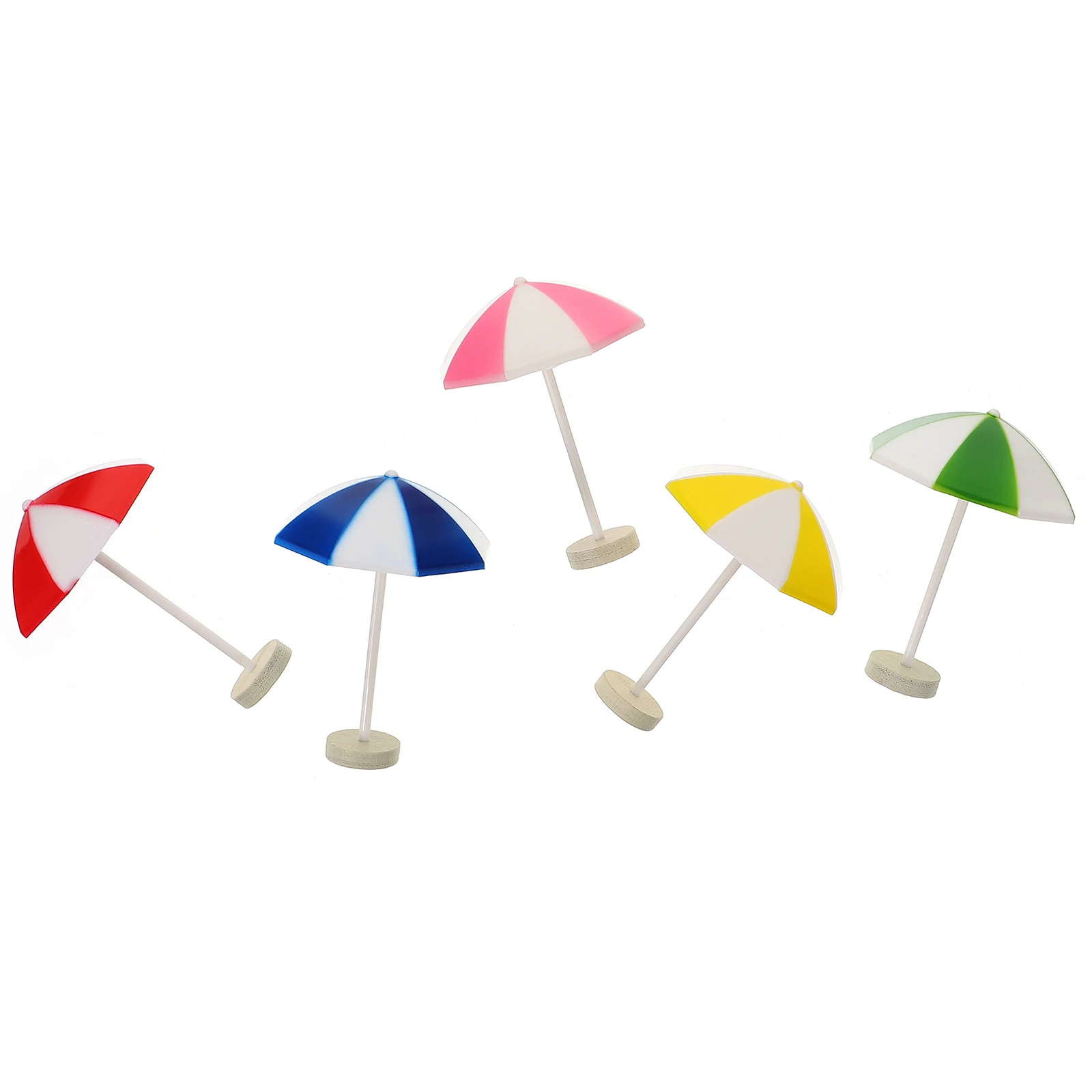 

5pcs Mini Parasol Umbrella Beach Decorations Red Blue Yellow Pink Green Colors for Micro Landscape Dollhouse Accessories