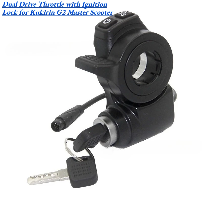 Dual Drive Throttle with Ignition Lock for Kukirin G2 Master Scooter, Thumb Accelerator Switch, Handlebar Replacement Part