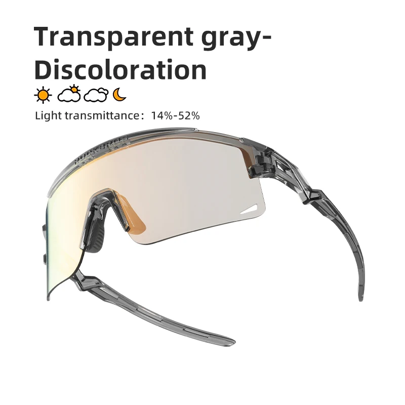ROCKBROS Farbwechselnde Antibeschlag-Fahrradbrille, transparent, UV400, abnehmbare Outdoor-Rennrad-Sportbrille für Damen und Herren