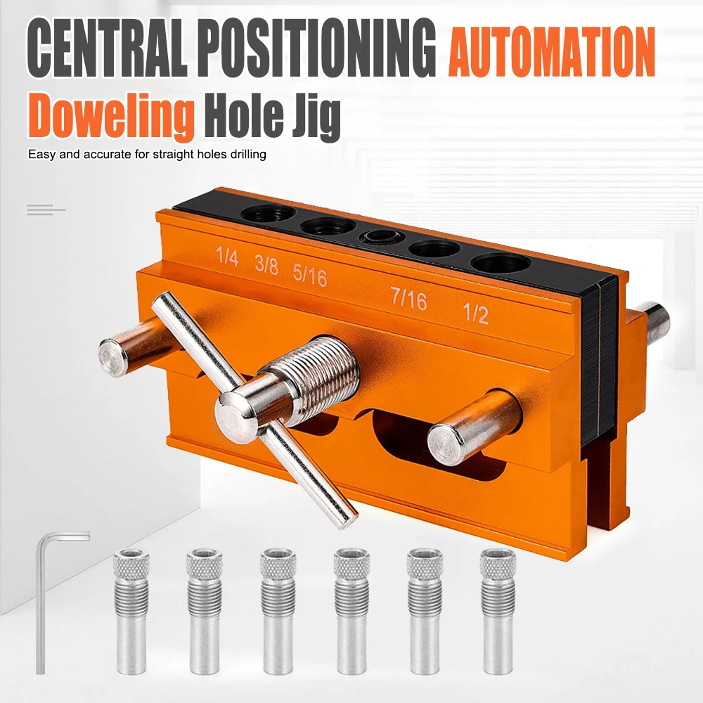

Inch/Metric Self-Centering Doweling Jig Kit Vertical Center Puncher Pocket Hole Jig Drill Guide Woodworking Tools