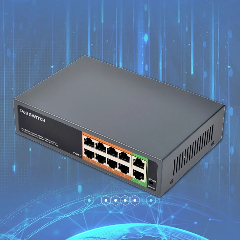 Wysokowydajne 10-portowe przełączanie PoE Ethernet portami PoE+ i 2 portami Uplink