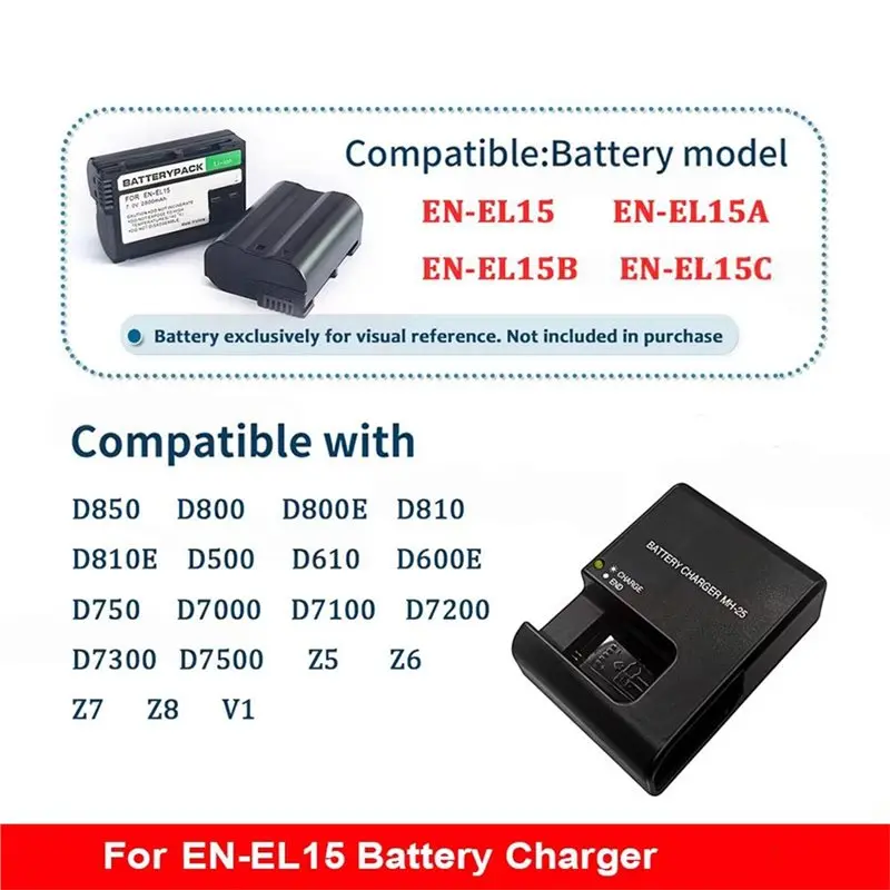 A53M-MH-25 Battery Camera For Nikon EN-EL15 El15a Enel15c D750 V1 D600 D610 D7100 D810 D7000 D850 D800 D810E EU-PLUG