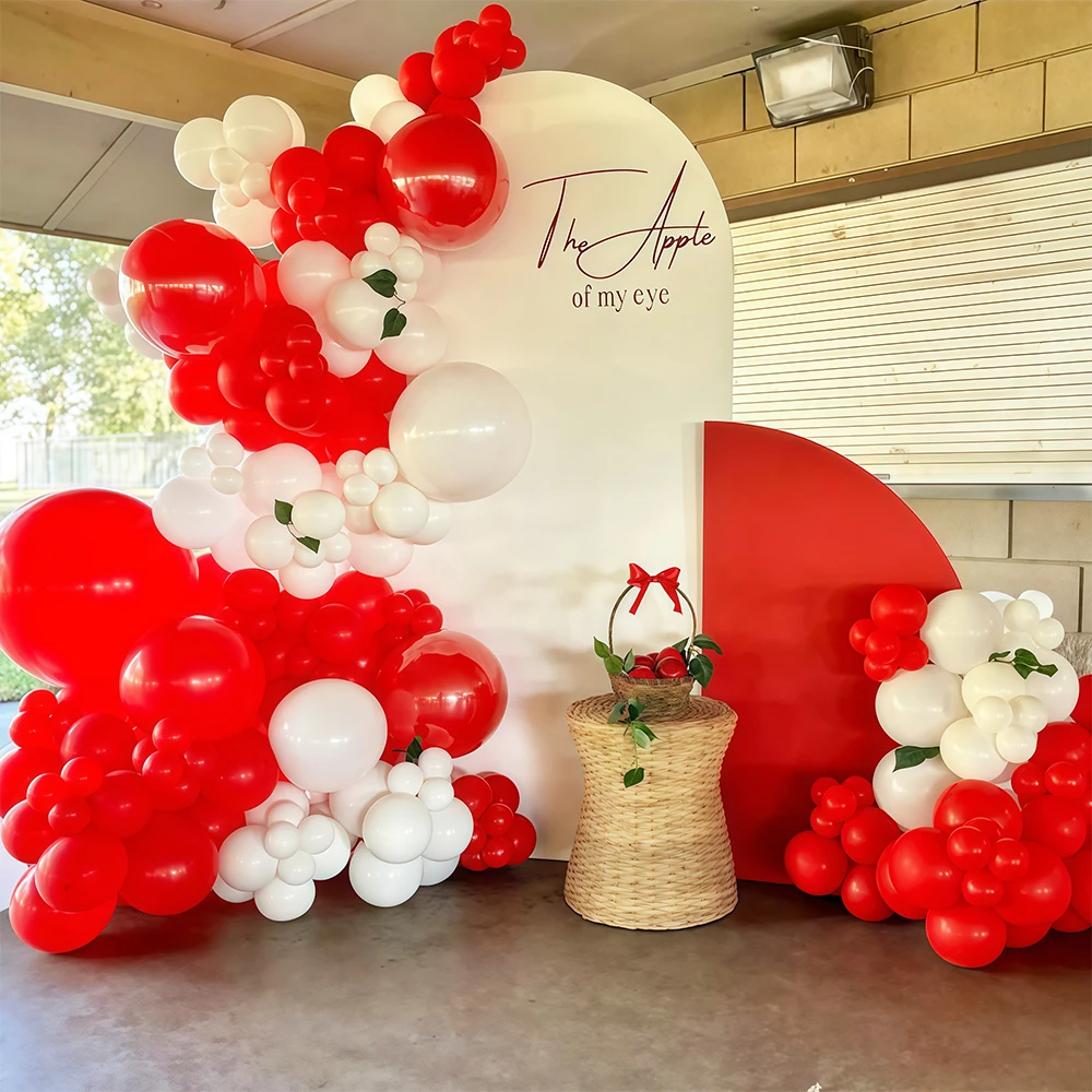 طقم قوس بالون أحمر وأبيض وذهبي، يستخدم لحفلات أعياد الميلاد وحفلات الزفاف وعيد الميلاد وديكور السنة الجديدة وديكور العطلة