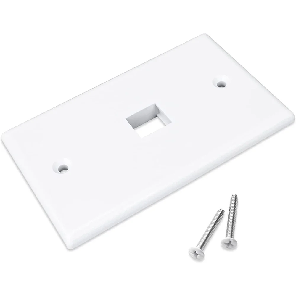 10-Pack 1 Port Jack Wall Plate, Low Profile Ethernet Wall Plate Single Gang Wall Plates for