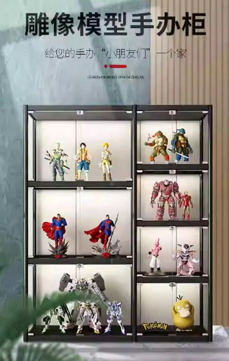 Glass Display Cabinet Cosmetics Display Rack Transparent Sample Product Display Cabinet  Figure Dust Showcase Storage