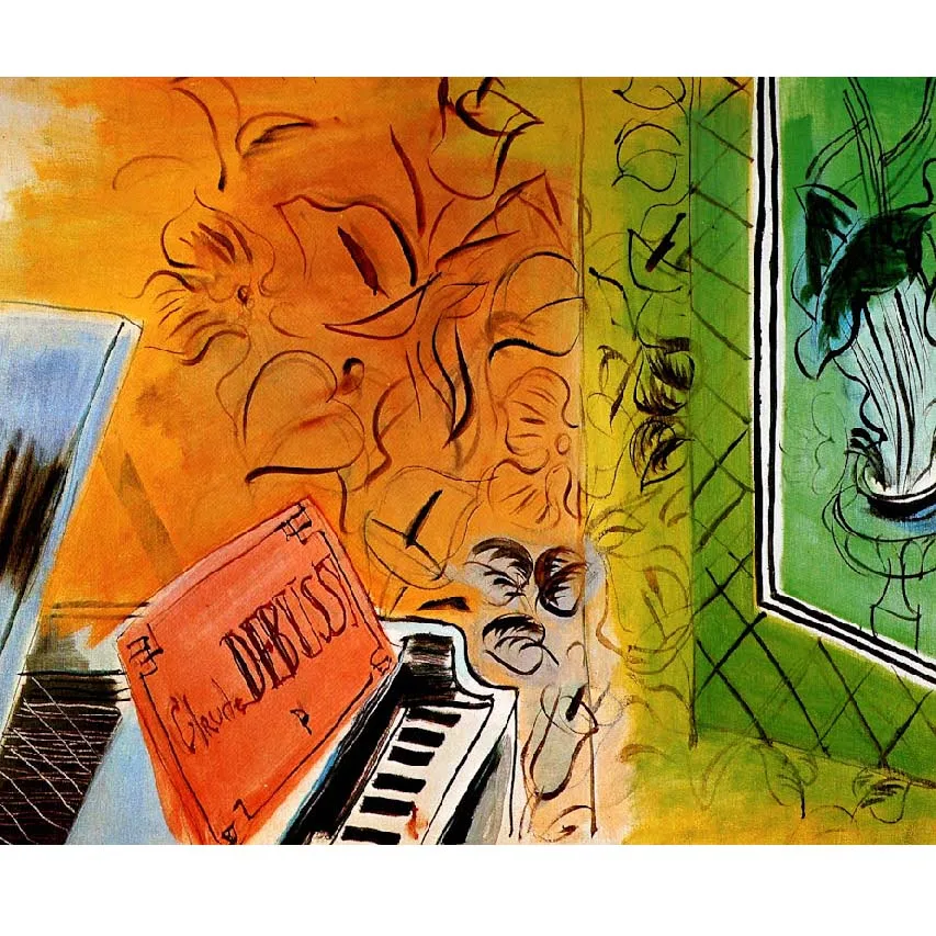 Raoul Dufy painting,Homage to Claude Debussy,Hand-painted abstract oil painting,Fauvism style art painting,Decoration for home